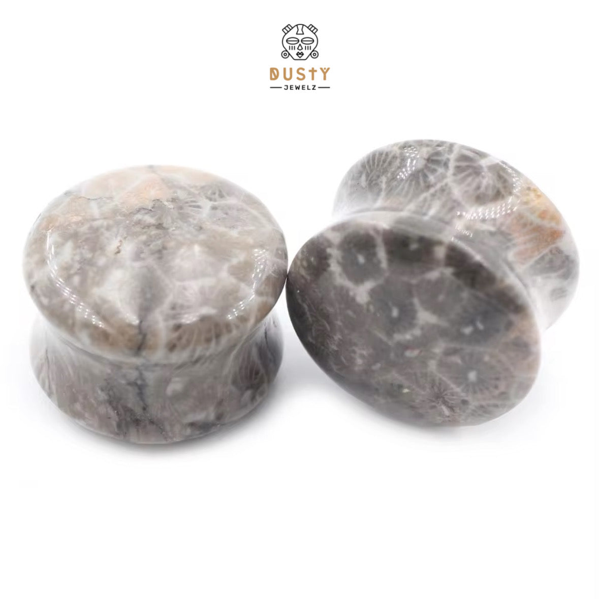 Fossilized Coral Stone Ear Plugs | Double Flare