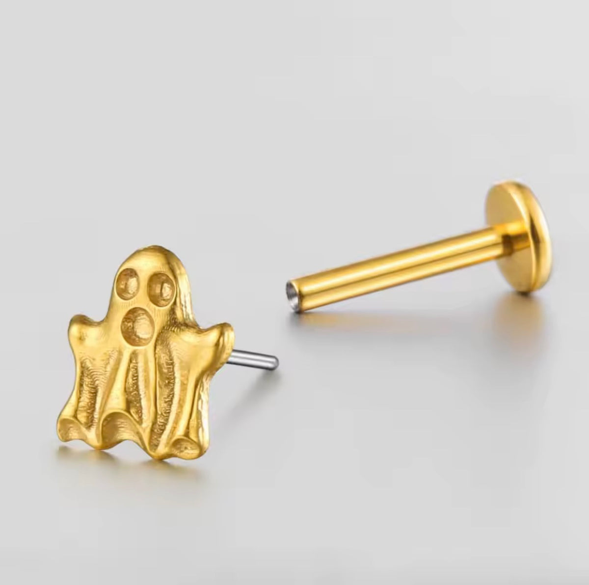 Ghost Titanium Flat Back Labret | Threadless Push-In Piercing
