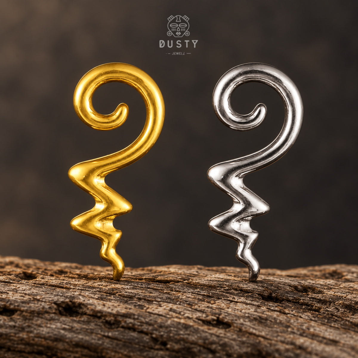 Unalome Labret Stud | Threadless Titanium | Gold or Silver