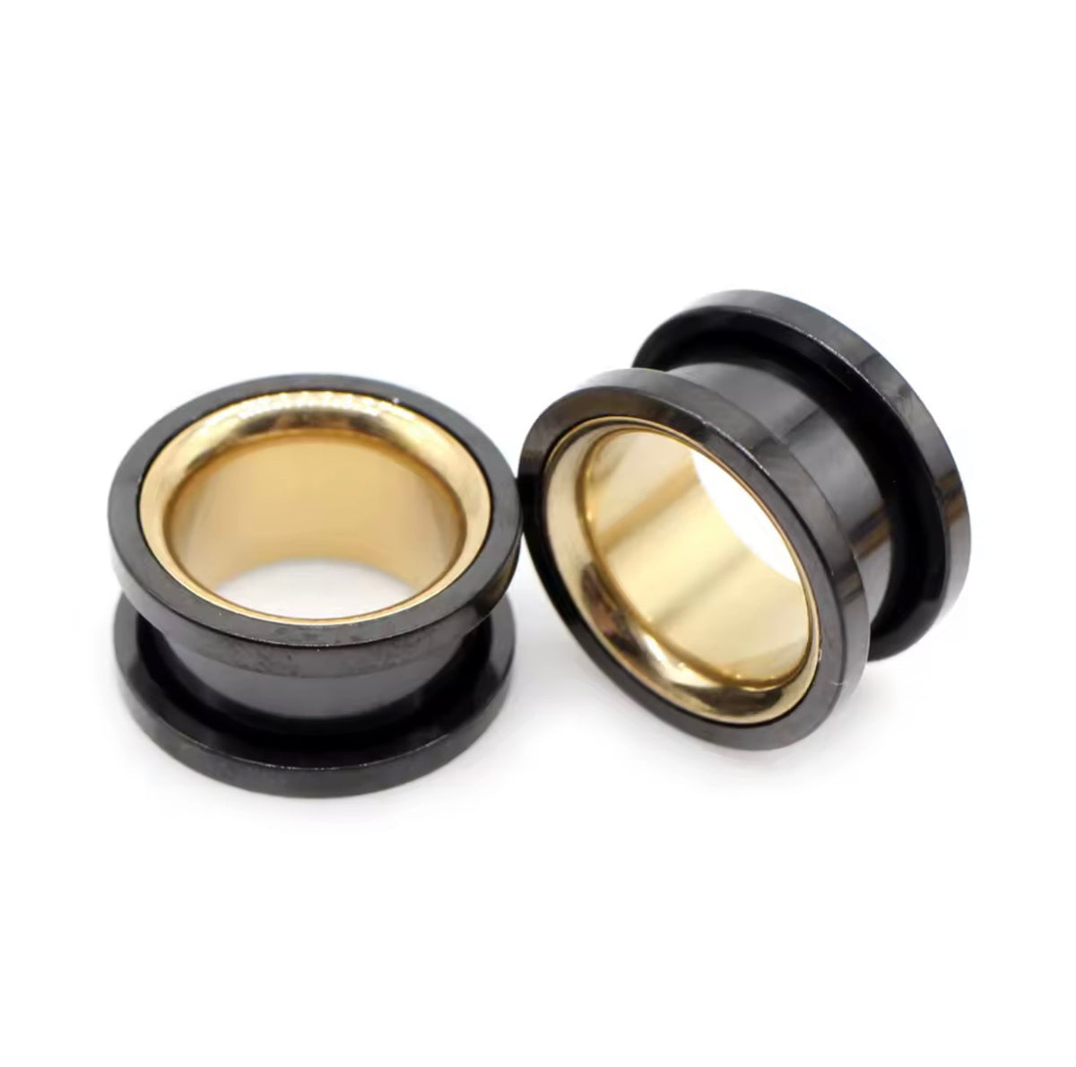 Two-Tone Stainless Steel Ear Tunnels | Screw-On Double Flare | 6–30mm | Pair