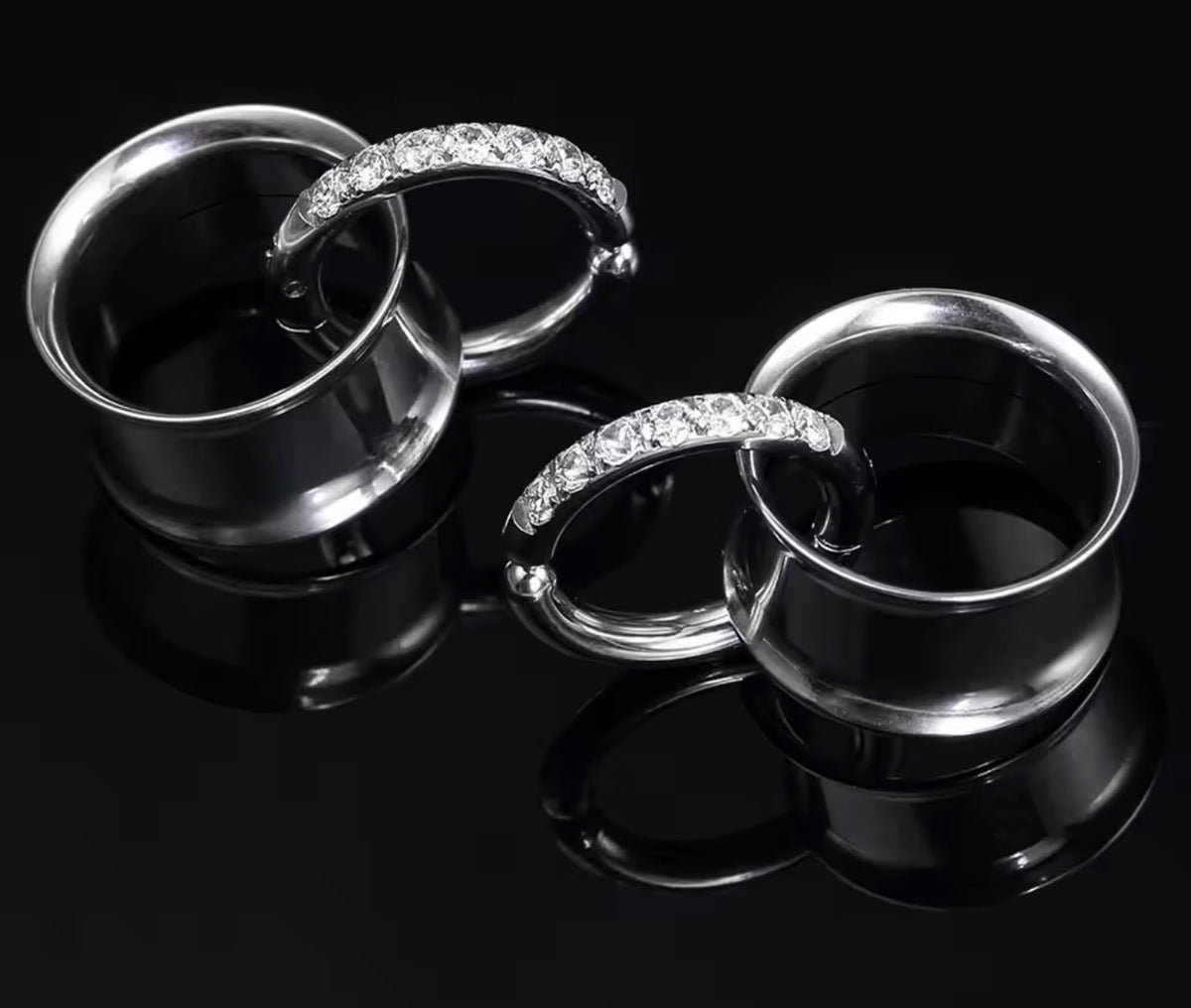 Tunnels And Ring Stack Set | Eyelets With CZ Dangle Rings