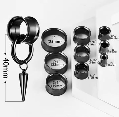 Spike Dangle Ear Tunnels with Removable Hinged Ring | 6–25mm