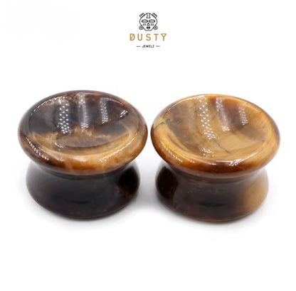 Tiger’s Eye Concave Stone Plugs | Double Flare | 6-25mm