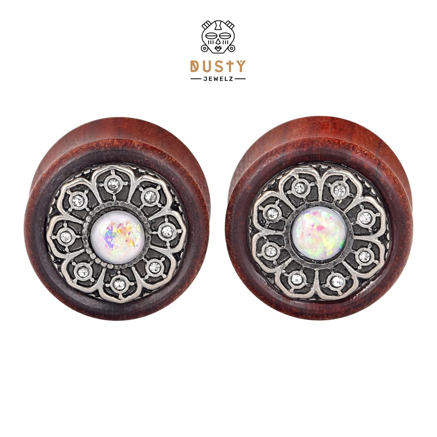 Mandala Opalite Organic Wood Plugs | Double Flare