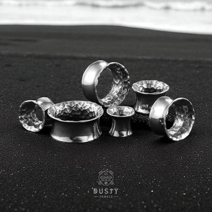 Hammered Flared Stainless Steel Tunnels
