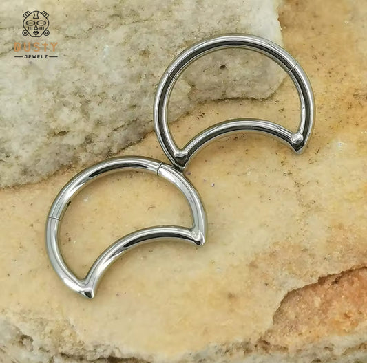 Crescent Half Moon Hinged Clicker | Daith Septum Ring