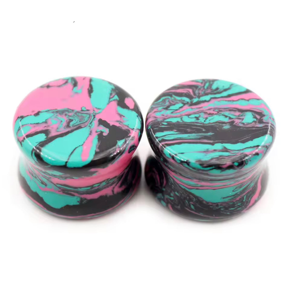 Colourful Marbled Stone Saddle Plugs | 6–20mm