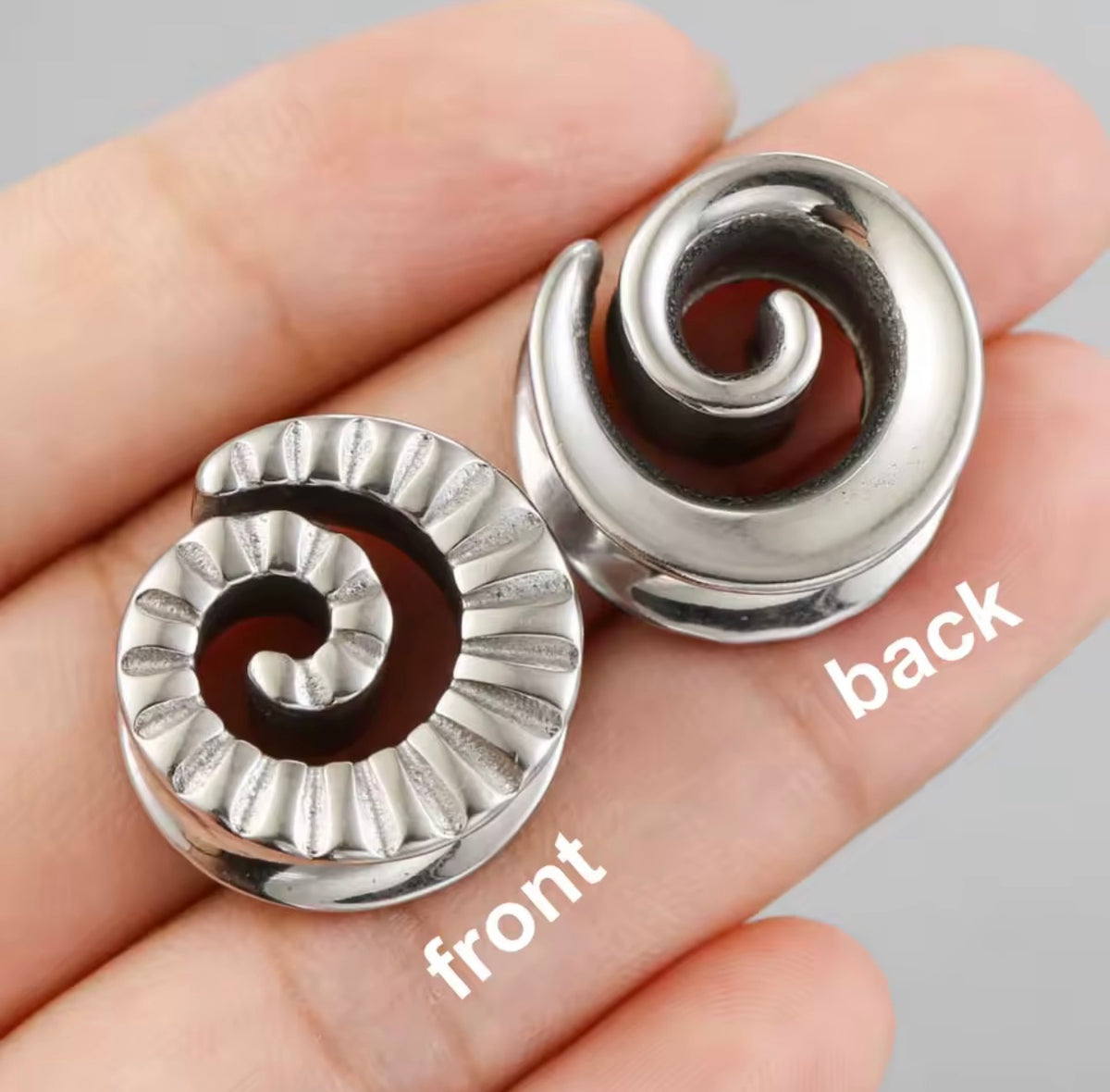 Reversible Carved Spiral Ear Plugs | 8–16 mm