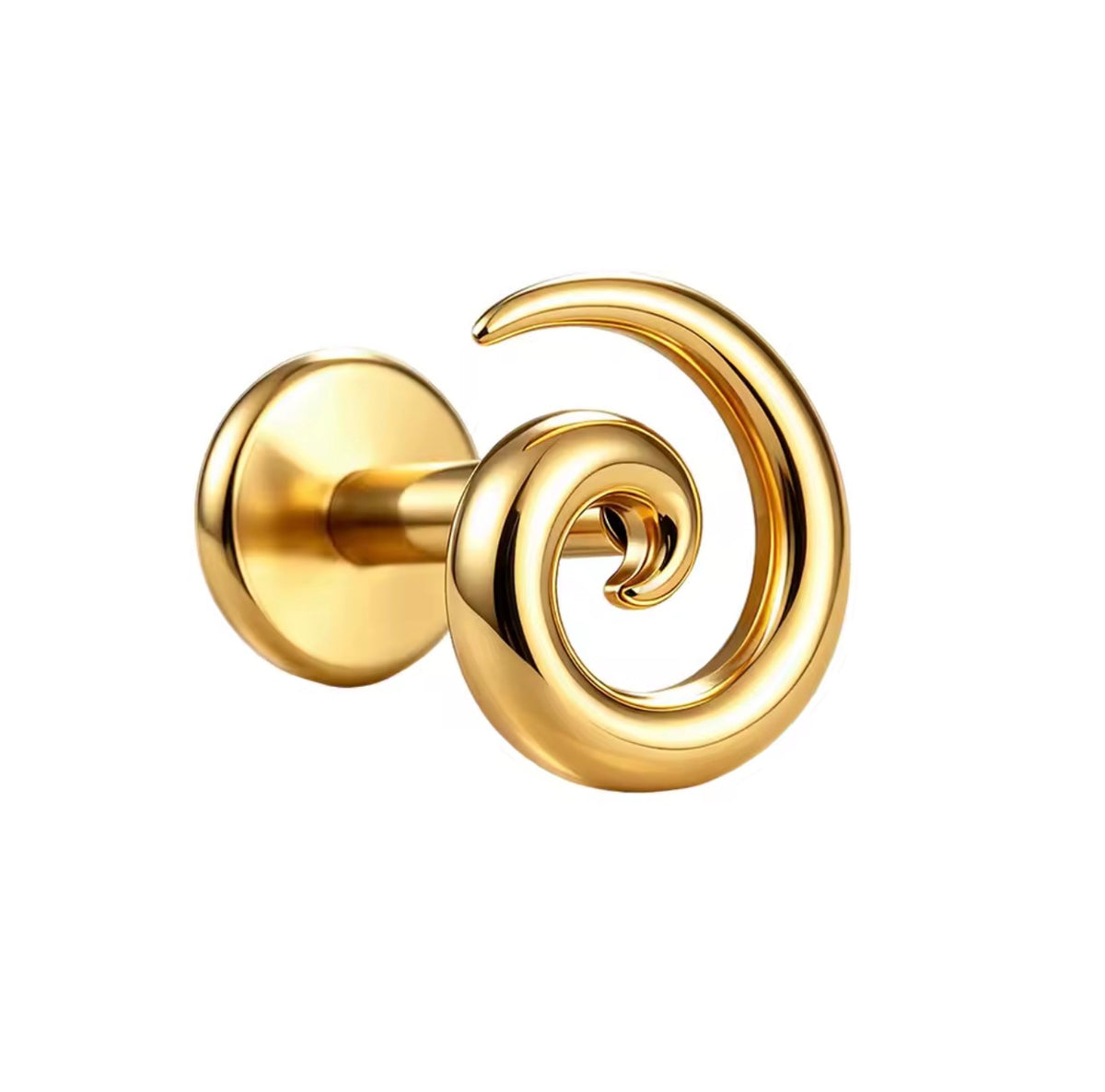Titanium Spiral Labret Stud | Threadless or Internally Threaded | Gold or Silver