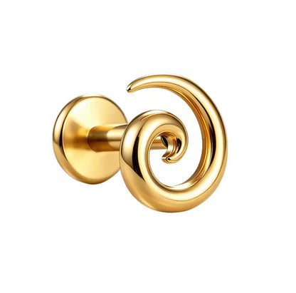 Titanium Spiral Labret Stud | Threadless or Internally Threaded | Gold or Silver