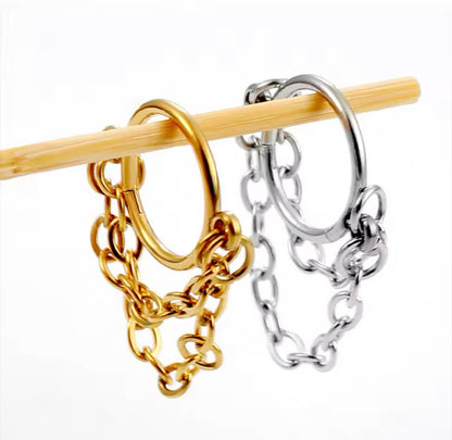 Triple Stacked Chain Septum Clicker Ring