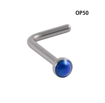 Flat Top Opalite Nose Screw Stud