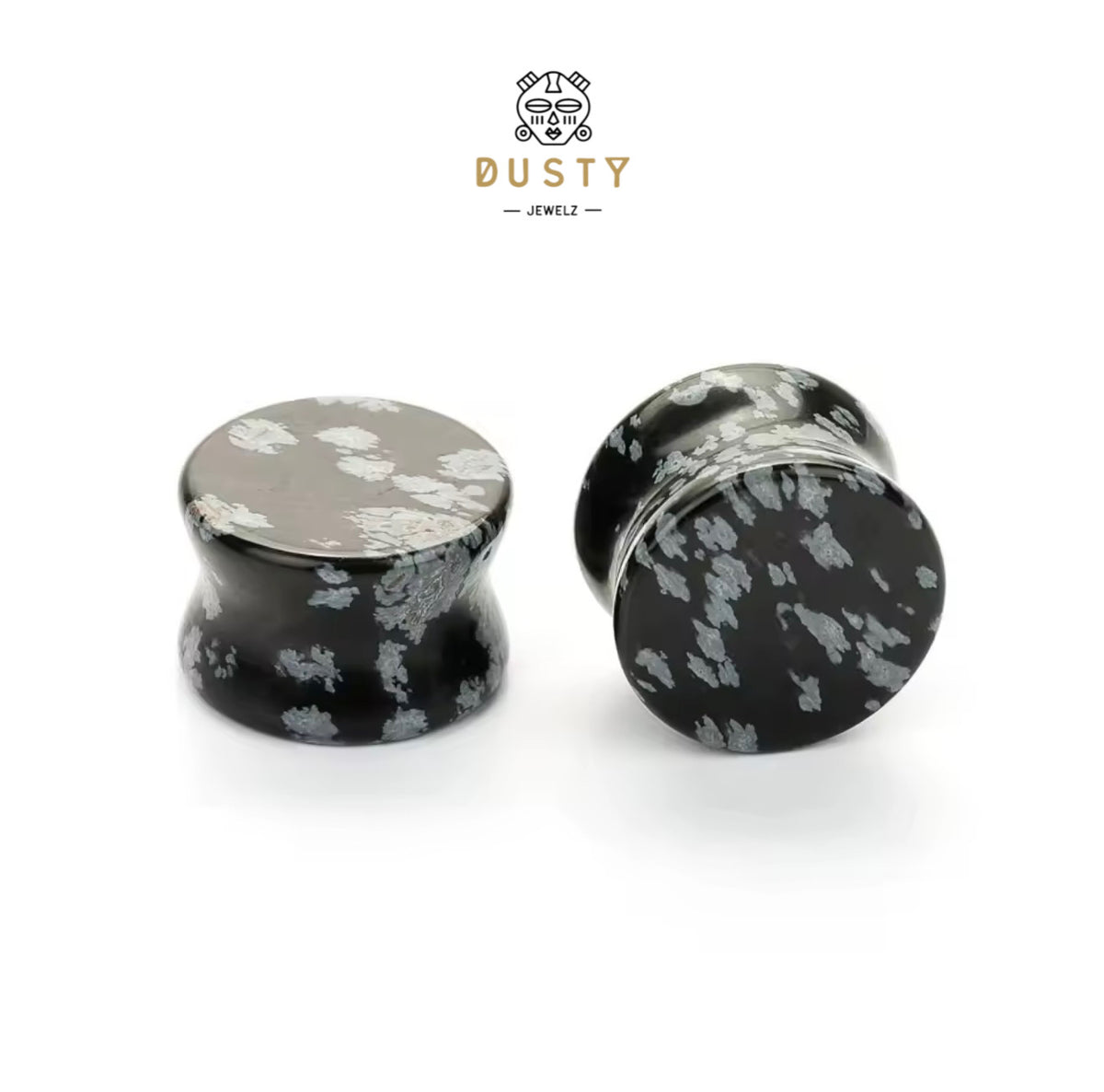 Snowflake Obsidian Stone Double Flared Plugs | 6–25mm