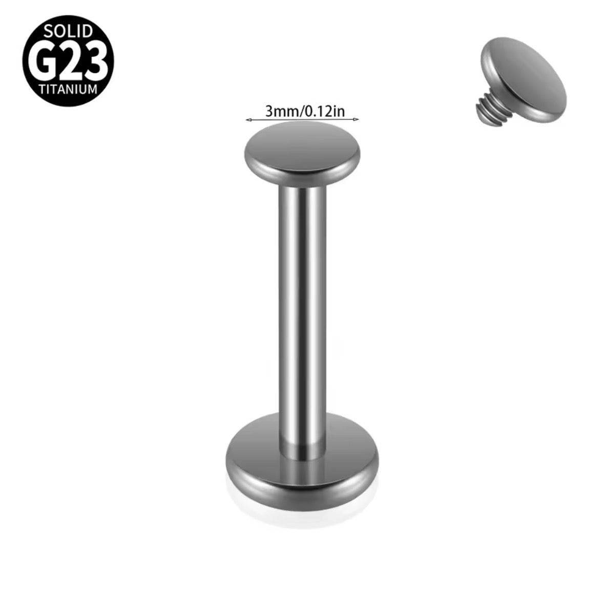 Flat Disc Labret Stud | Titanium | 16G