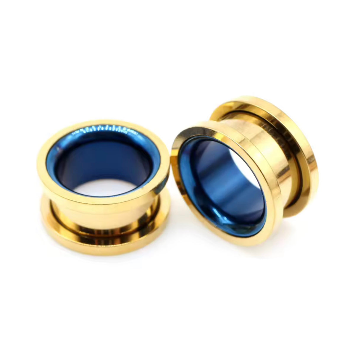 Two-Tone Stainless Steel Ear Tunnels | Screw-On Double Flare | 6–30mm | Pair