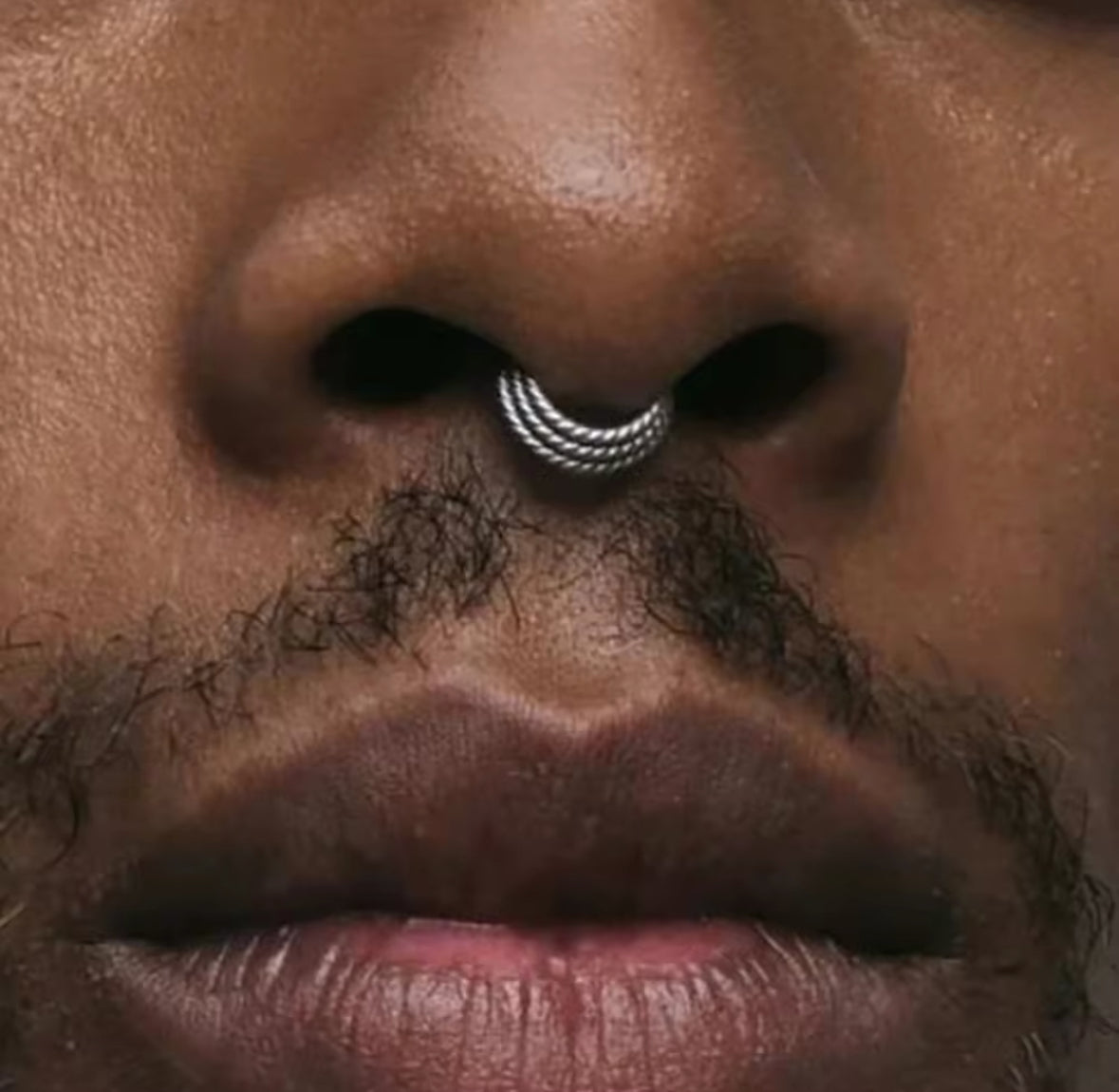 Triple Stacked Septum Ring | Rope Clicker