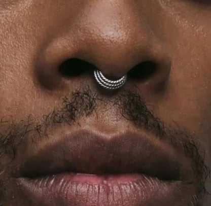 Triple Stacked Septum Ring | Rope Clicker