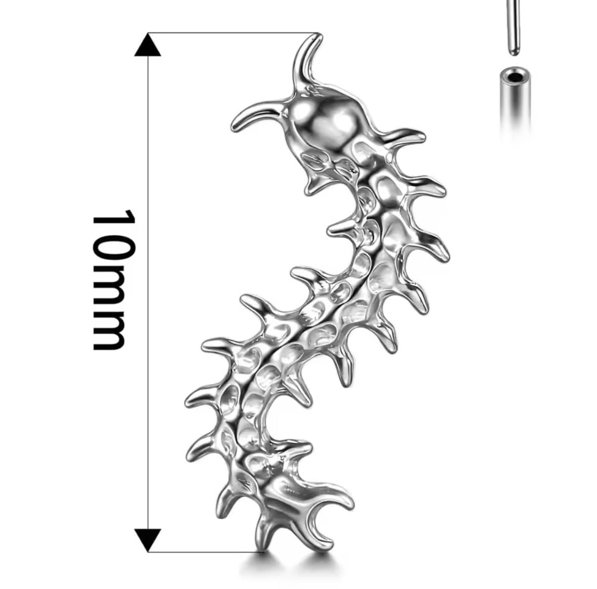 Centipede Cartilage Stud | Titanium | 16G | Push-In or Internally Threaded