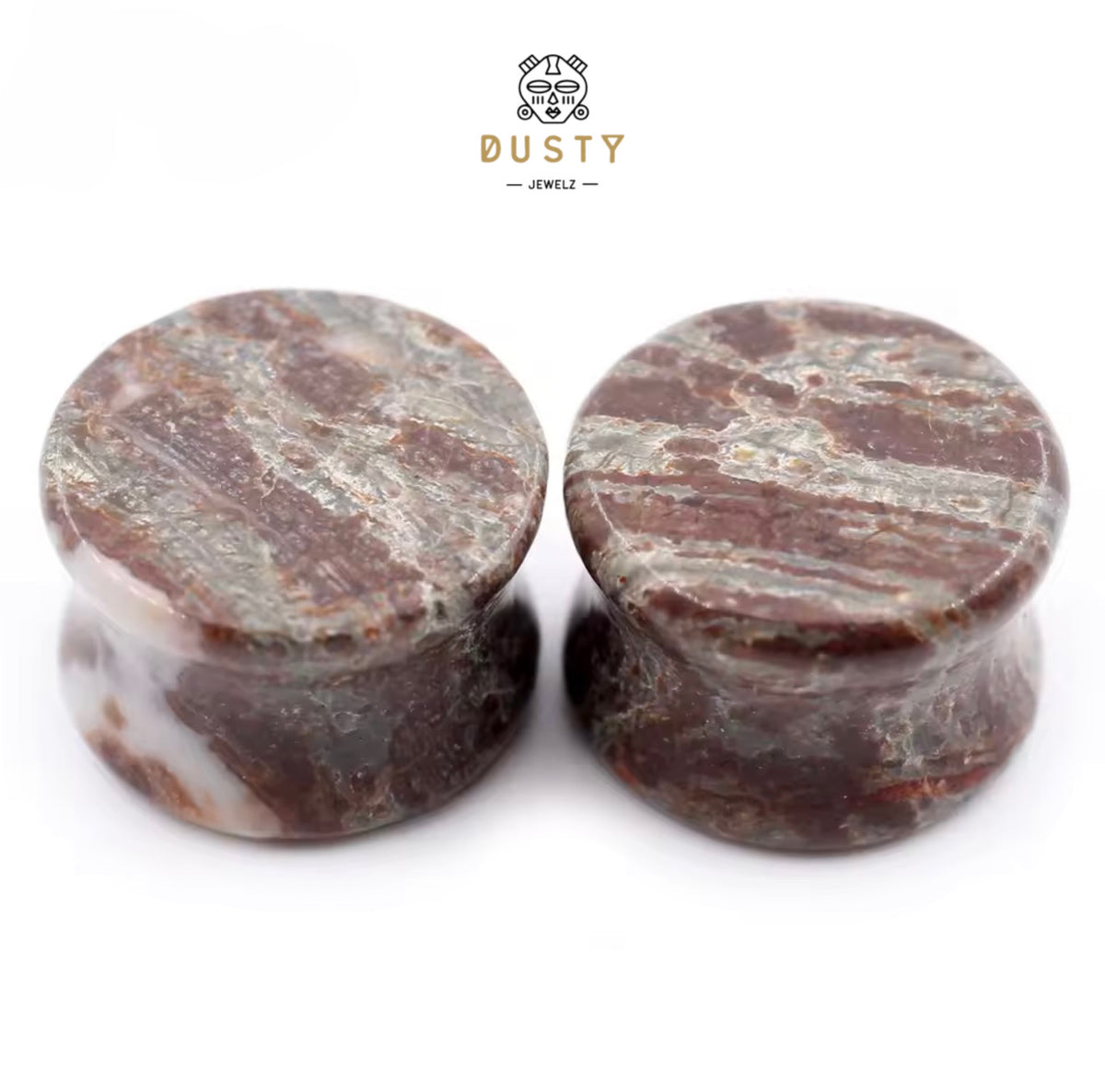 Bamboo Leaf Agate Double Flared Plugs | 6–16mm