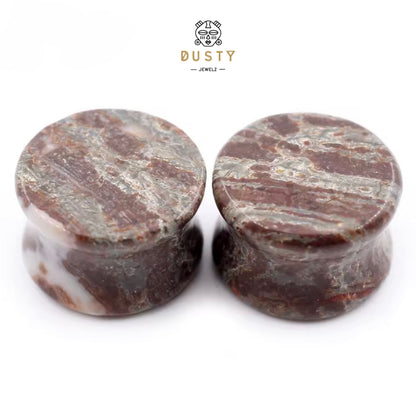 Bamboo Leaf Agate Double Flared Plugs | 6–16mm
