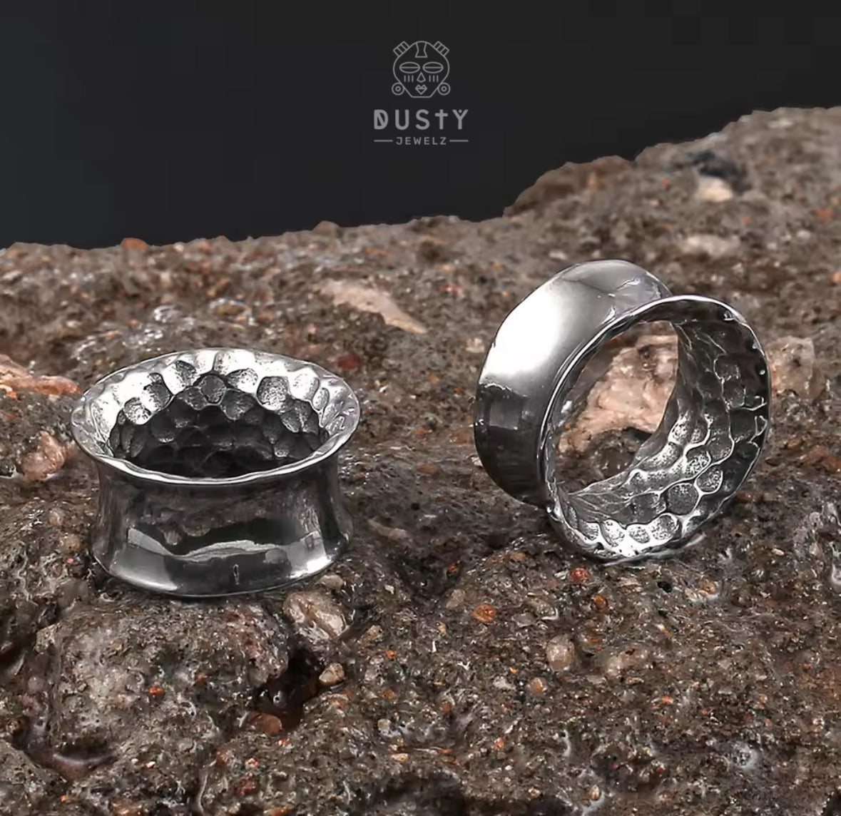 Hammered Flared Stainless Steel Tunnels