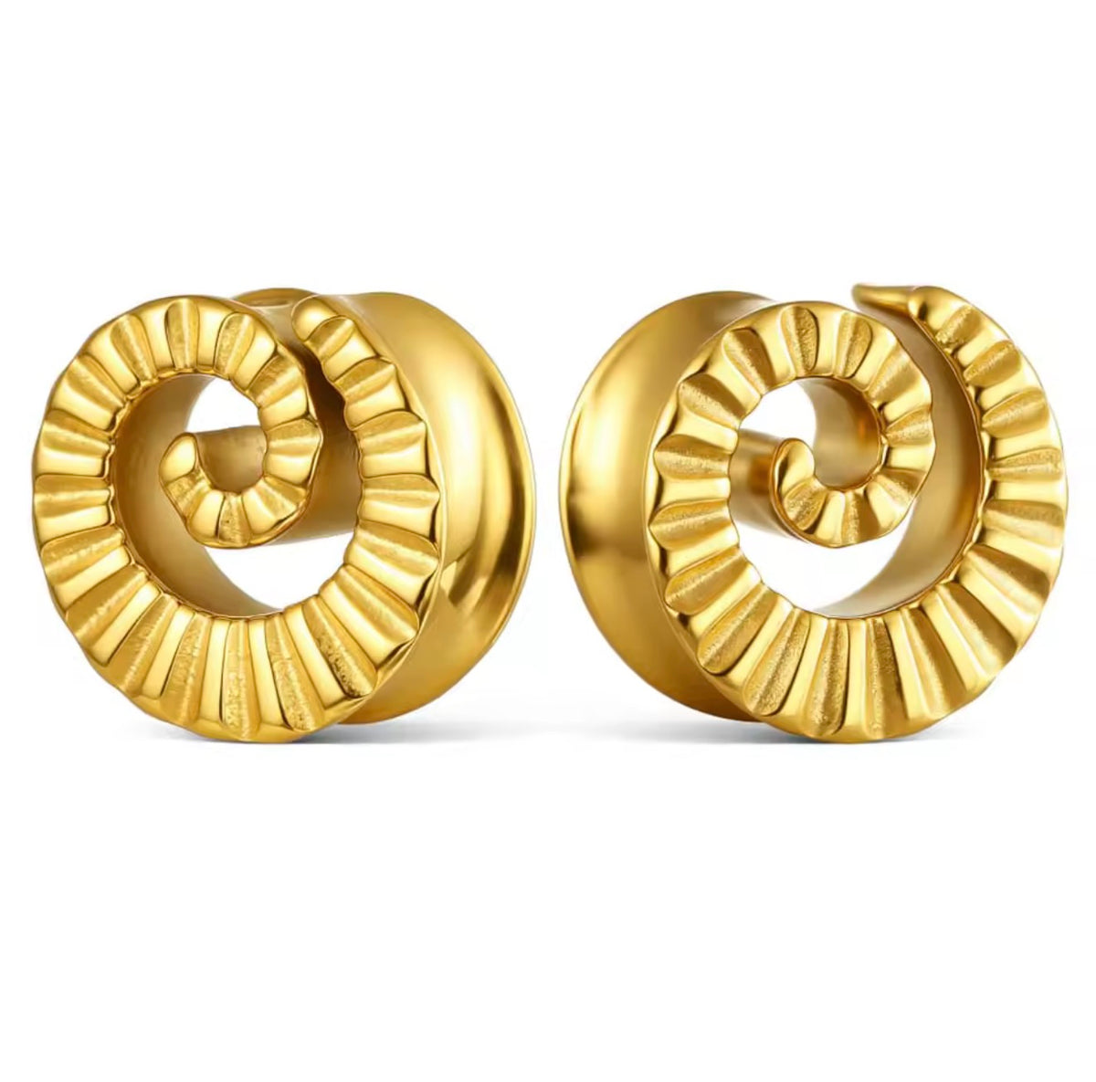 Reversible Carved Spiral Ear Plugs | 8–16 mm