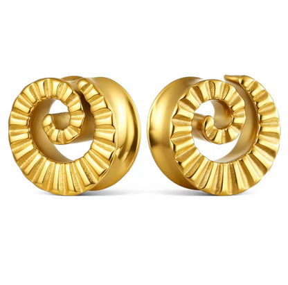 Reversible Carved Spiral Ear Plugs | 8–16 mm