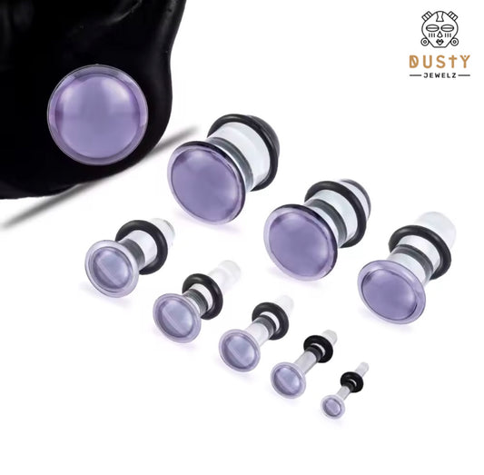 Purple Glass Single Flare Dead Stretching Plug | Half Sizes