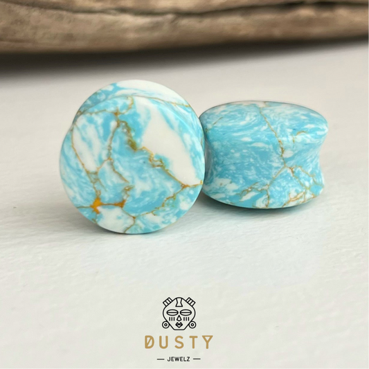 Ocean Howlite Stone Plugs | Double Flare