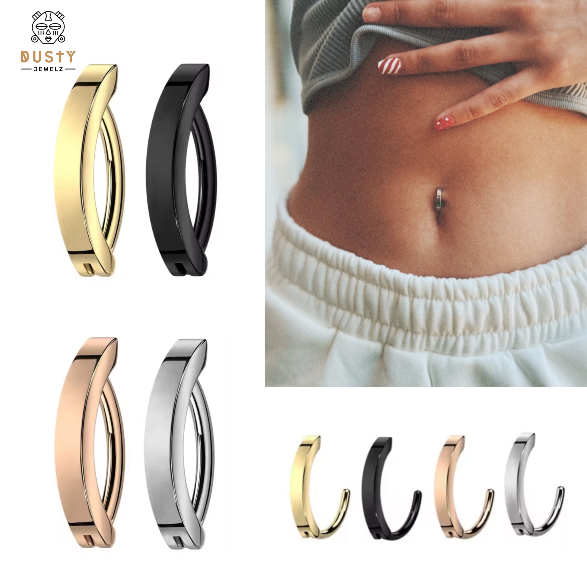 Belly Button Clicker | Sleeper Navel Ring | DustyJewelz Belly Button Clicker | Sleeper Navel Ring | DustyJewelz