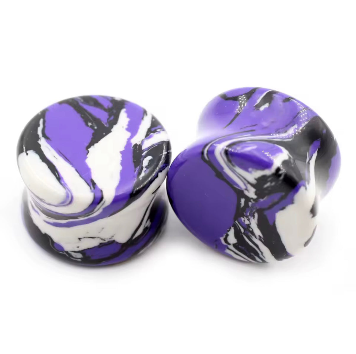 Colourful Marbled Stone Saddle Plugs | 6–20mm