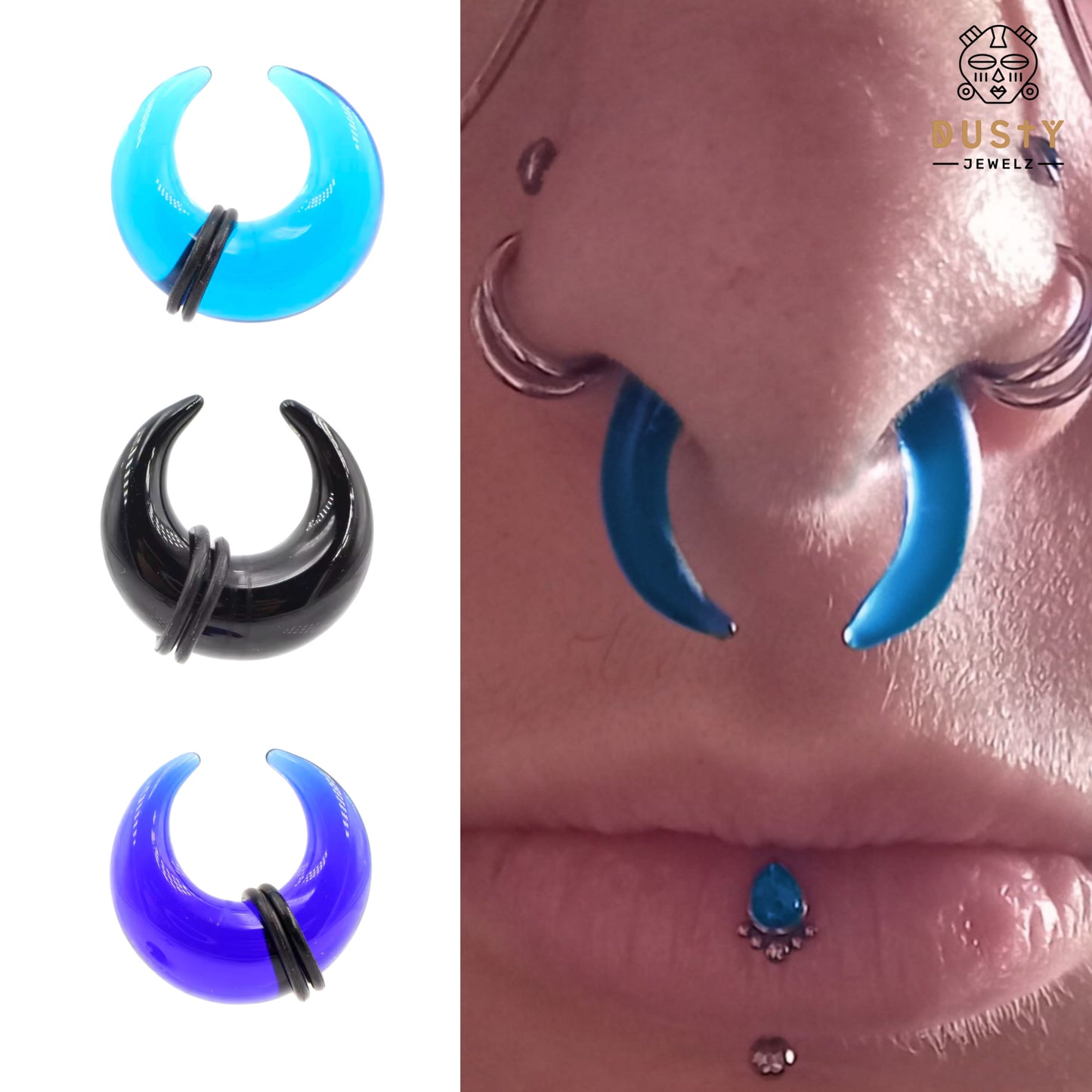 Glass Septum Crescent Pincher | Bull Taper | 6mm -10mm