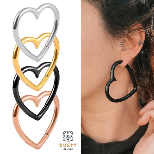 Heart Hoop Ear Weights | Lobe Hangers | Magnetic Earrings