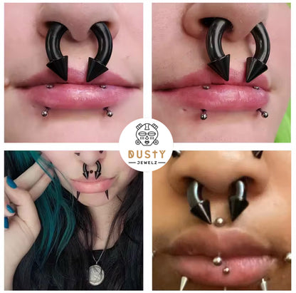 Spiked Circular Barbell | Heavy Gauged Horseshoe