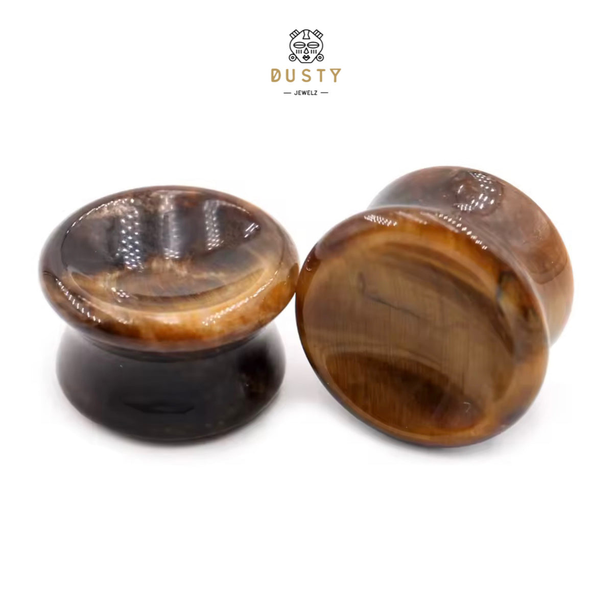 Tiger’s Eye Concave Stone Plugs | Double Flare | 6-25mm