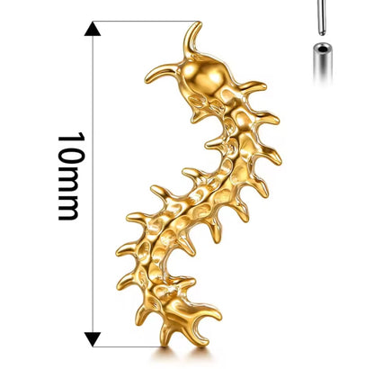 Centipede Cartilage Stud | Titanium | 16G | Push-In or Internally Threaded