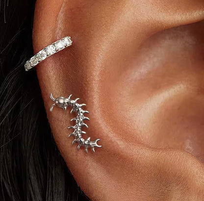 Centipede Cartilage Stud | Titanium | 16G | Push-In or Internally Threaded