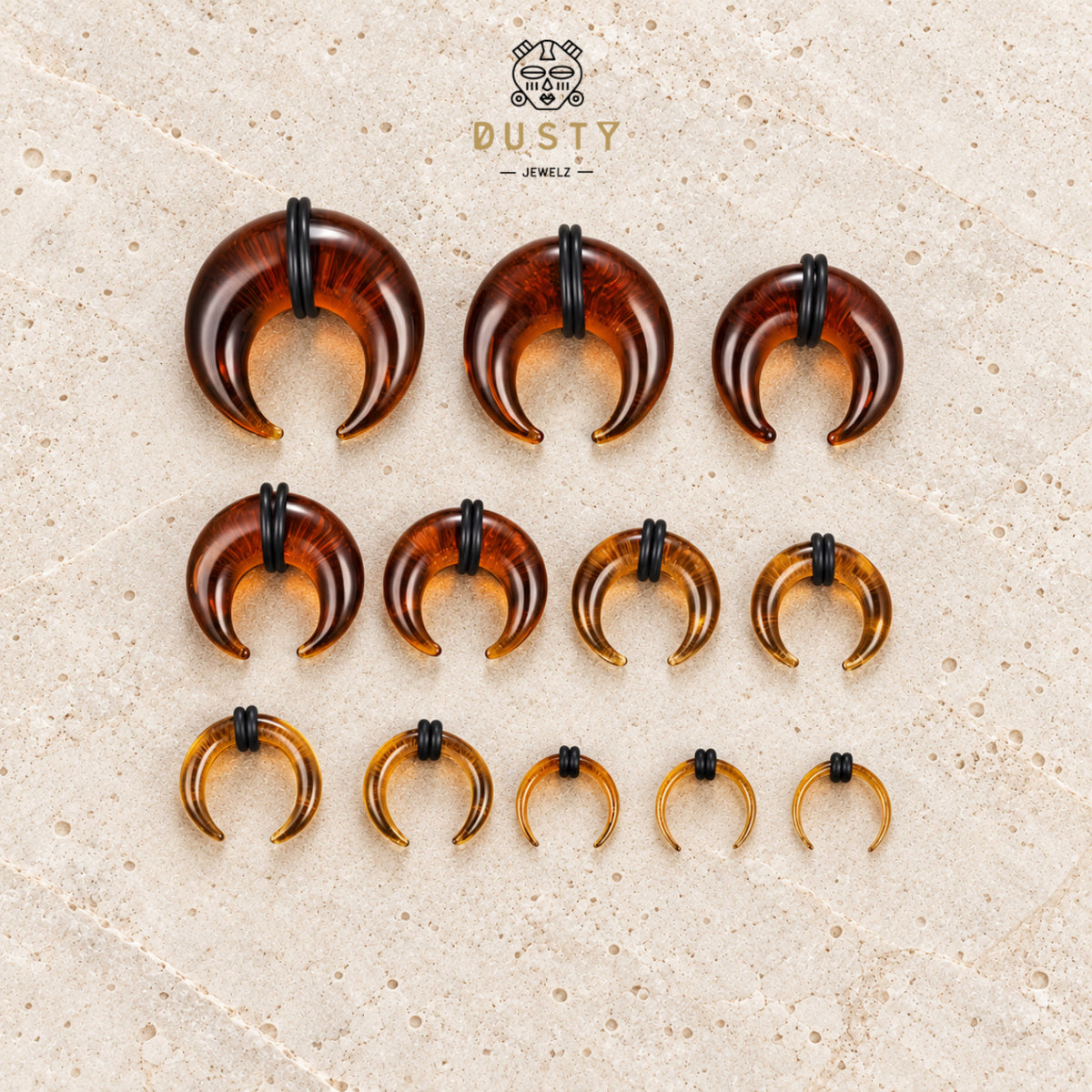 Amber Glass Septum Pincher | Septum Stretching Jewellery | 1.6–16mm