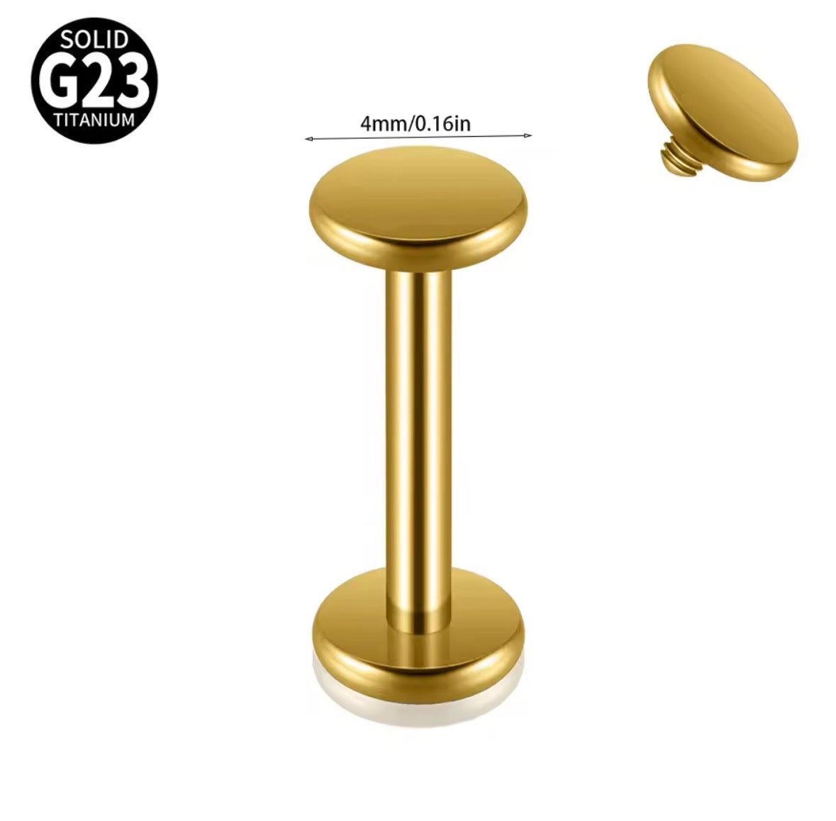Flat Disc Labret Stud | Titanium | 16G