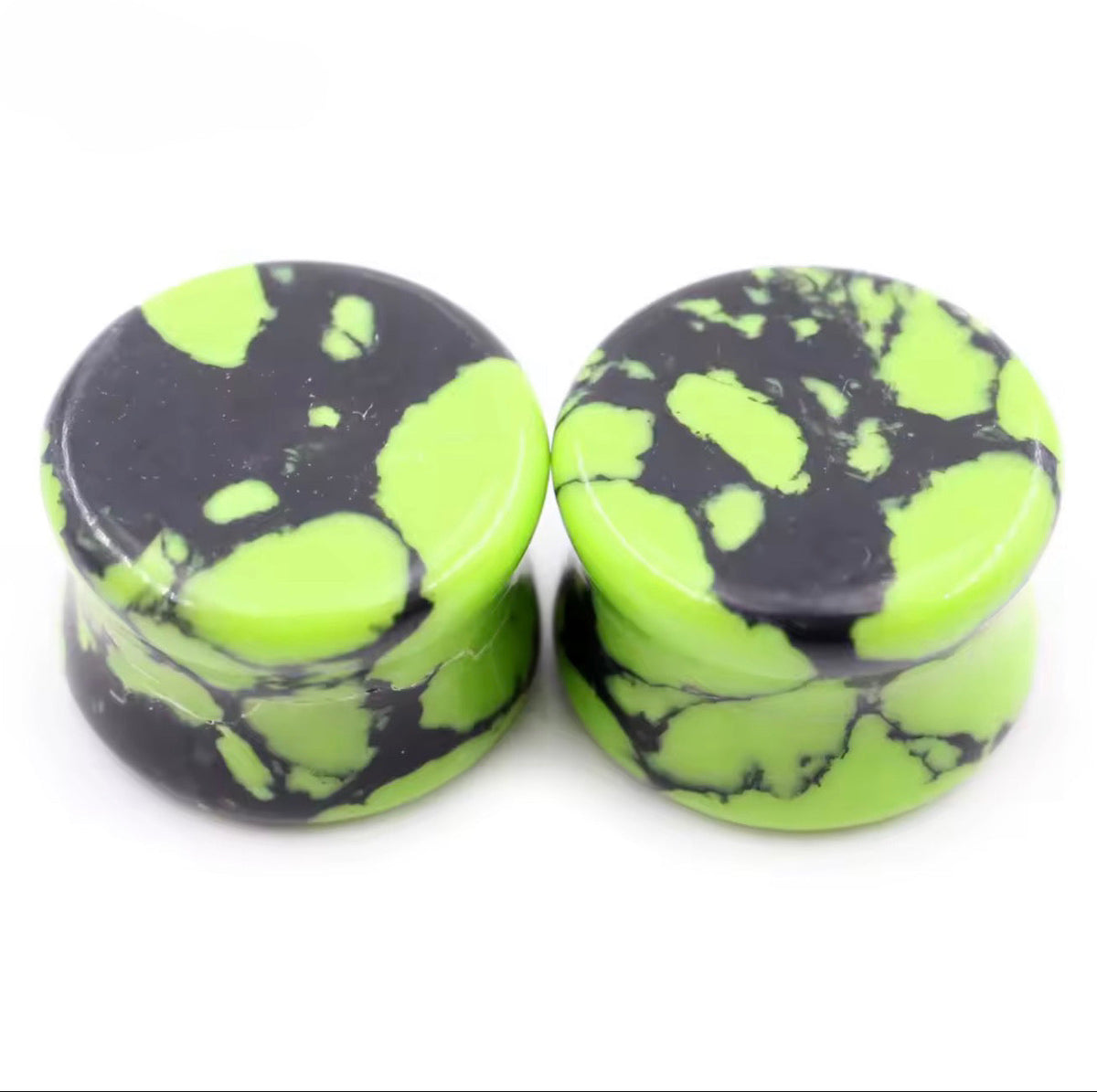 Colourful Marbled Stone Saddle Plugs | 6–20mm
