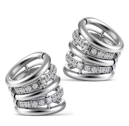 CZ Ringed Lobe Cuff for Stretched Ears | Gold & Silver
