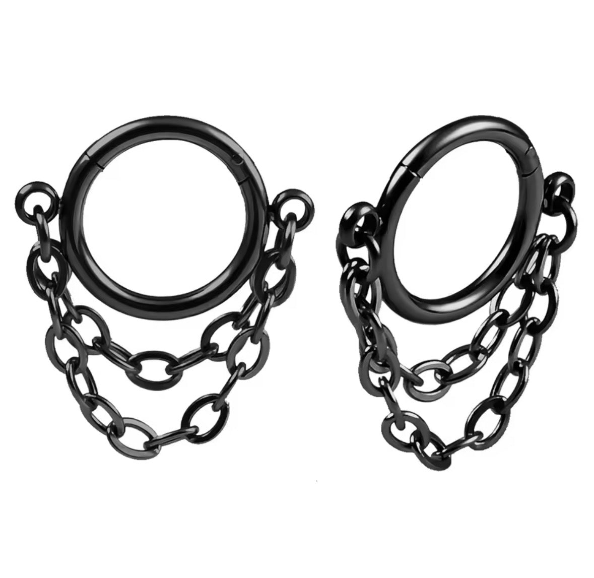 Triple Stacked Chain Septum Clicker Ring