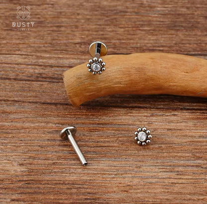 Crystal Beaded Labret Stud | Medusa | 16g Surgical Steel