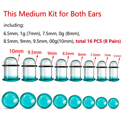 Glass Dead Stretching Kit | Single Flare Plugs Set (0.5mm increments)