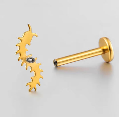 Centipede Cartilage Stud | Titanium | 16G | Push-In or Internally Threaded