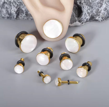 Shell Inlay Single Flare Steel Plugs | Dead Stretching Plug | Half Sizes