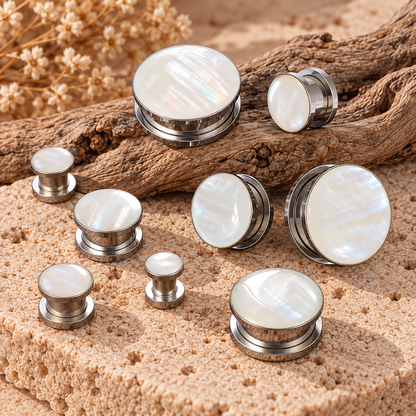 Iridescent Shell Stainless Steel Screw-Fit Plugs & Tunnels