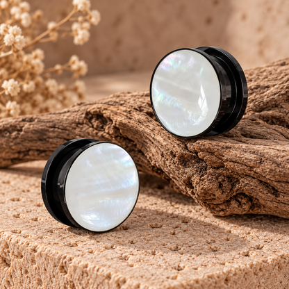 Iridescent Shell Stainless Steel Screw-Fit Plugs & Tunnels