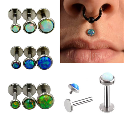 Opalite Labret Studs | Medusa Piercing Stud | Internally Threaded 16g