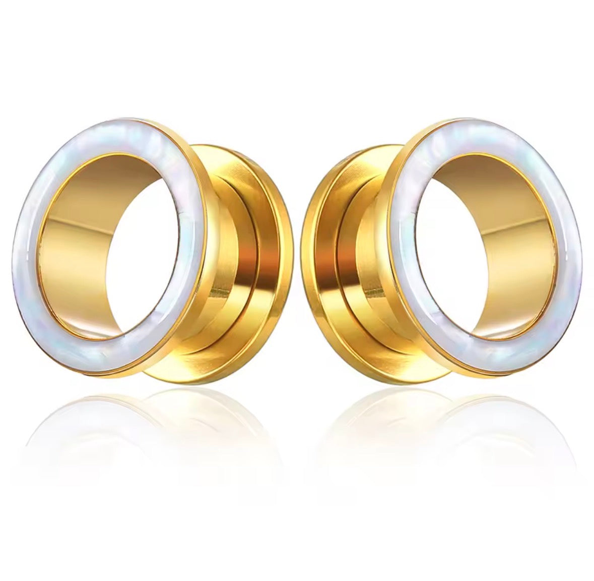 Iridescent Shell Stainless Steel Screw-Fit Plugs & Tunnels